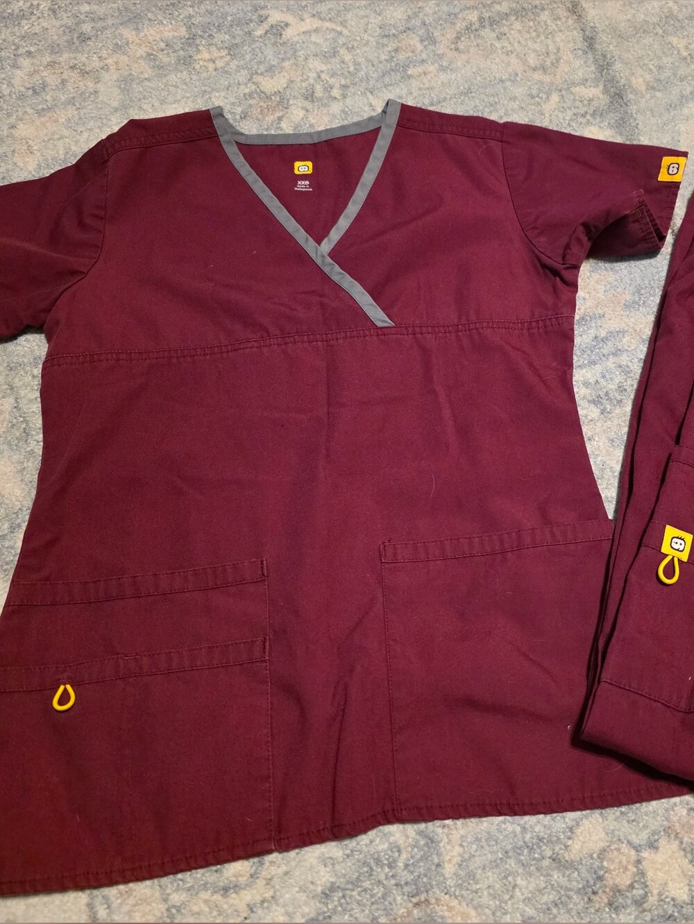 Maroon Scrub Top and Pants Set - WonderWink